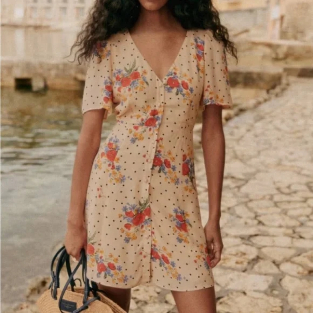 Sezane sz 10 / 42 Lily Dress in Poppy Viscose